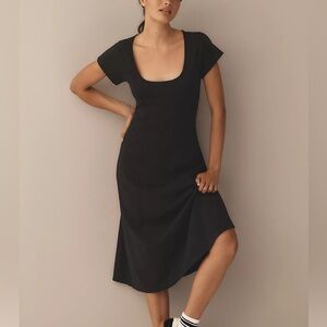 New Nation Los Angeles Mariana Midi Dress Black NWT Casual Boho Minimalist Large